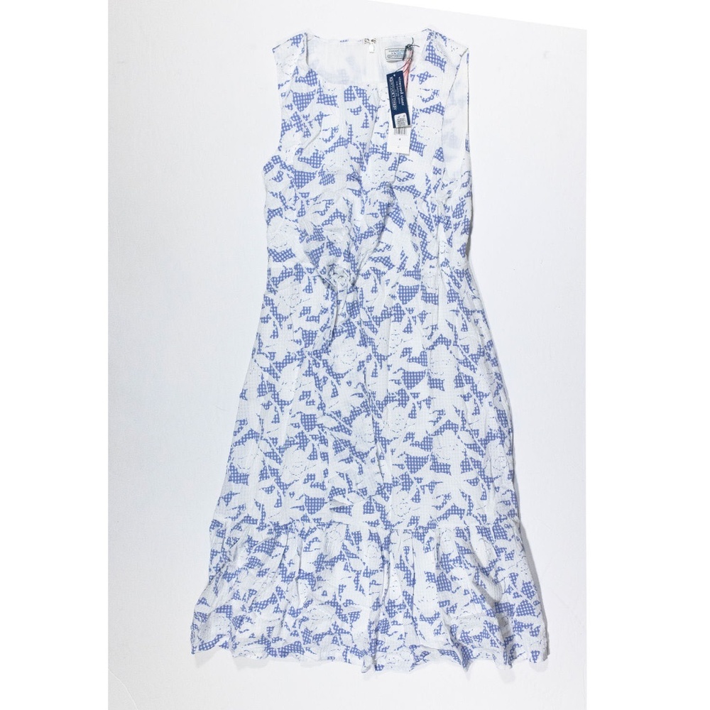 Vineyard Vines x Kentucky Derby Floral Gingham Side Tie Tiered Midi Dress 4
